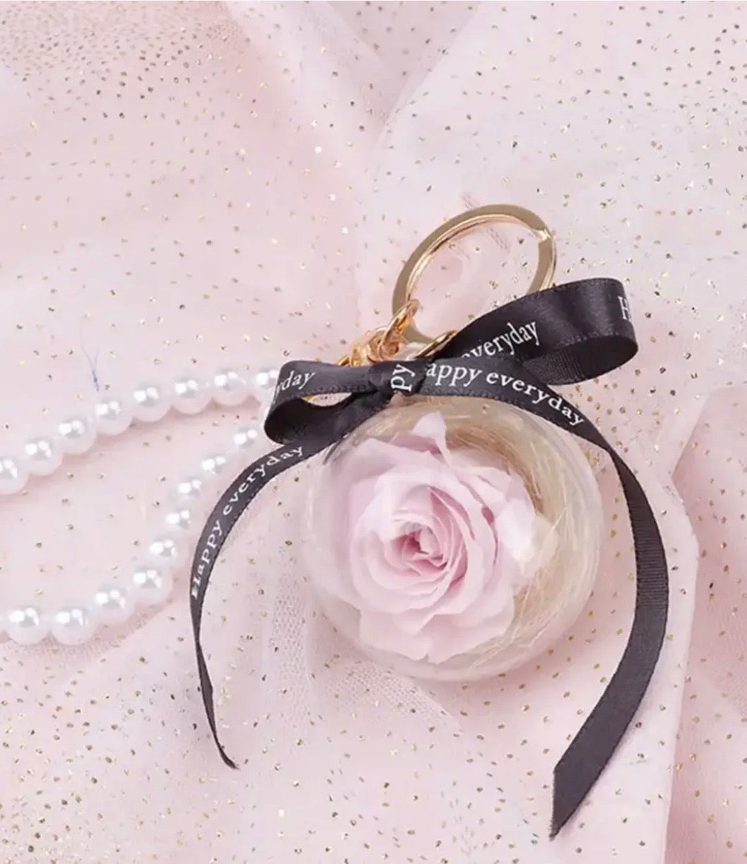 Endless Bloom Pink Rose Keychain