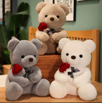 Forever Rose Plush Bear – Grey