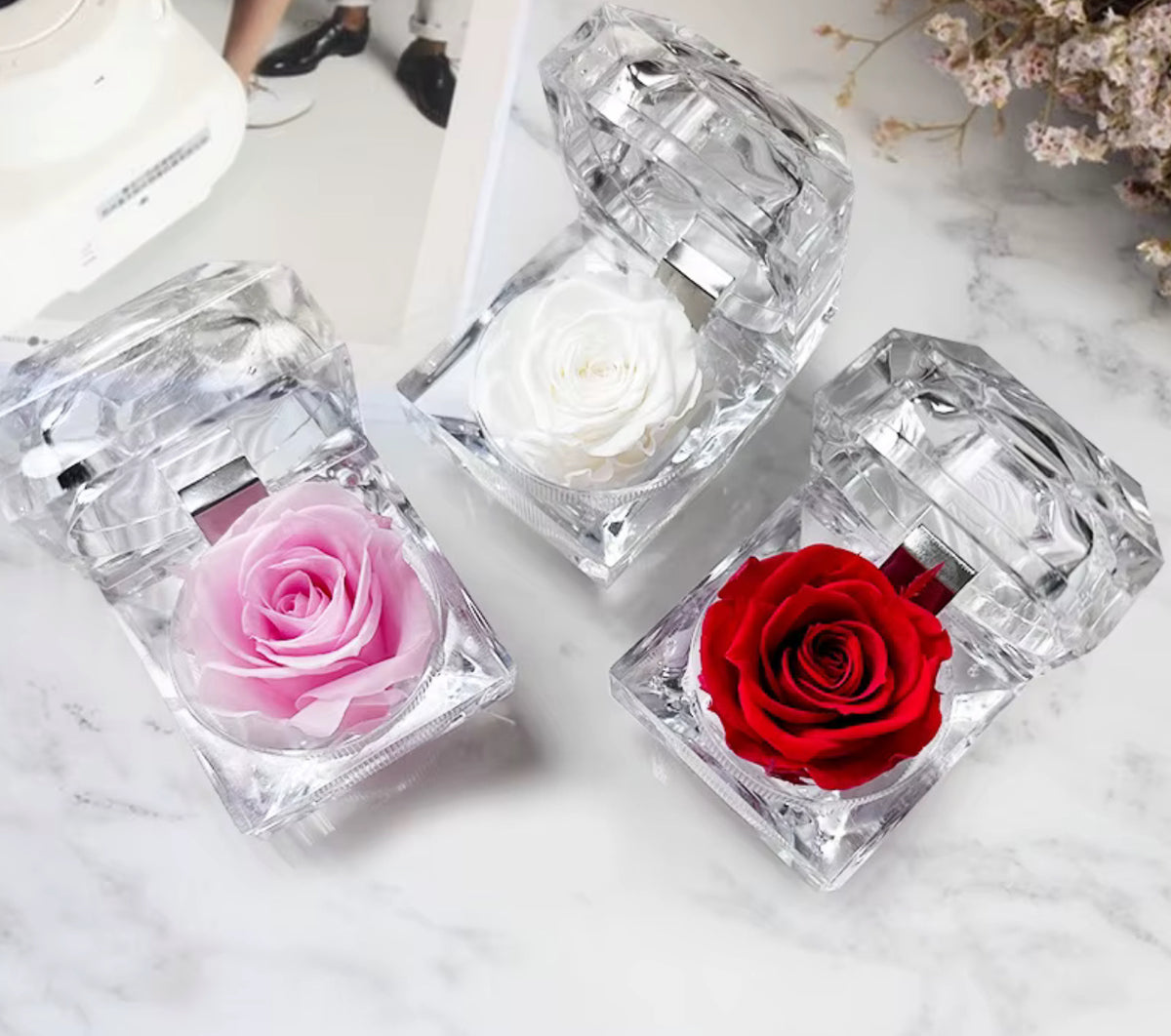 Signature Preserved Pink Rose Box