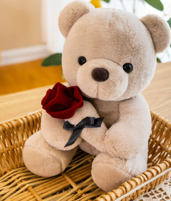 Forever Rose Plush Bear – Beige