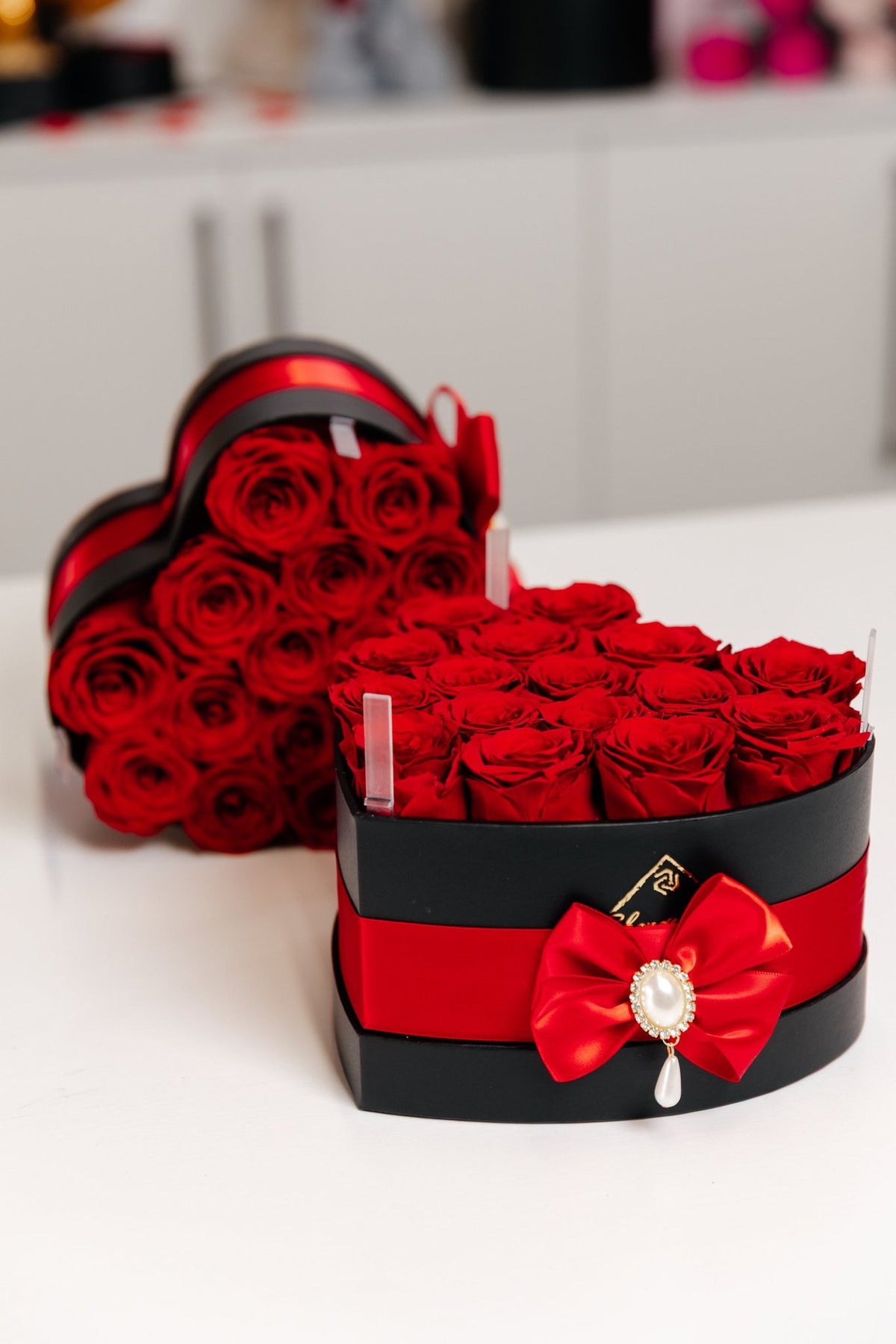 Heart Shaped Box with Preserved Roses